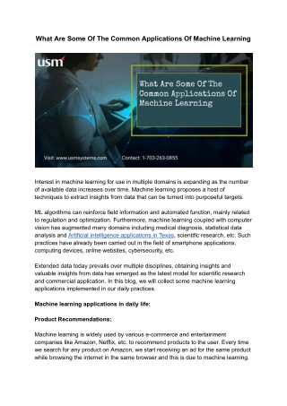 What Are Some Of The Common Applications Of Machine Learning