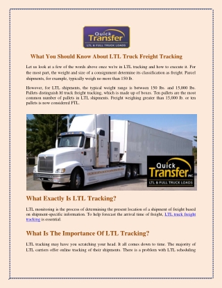What You Should Know About LTL Truck Freight Tracking