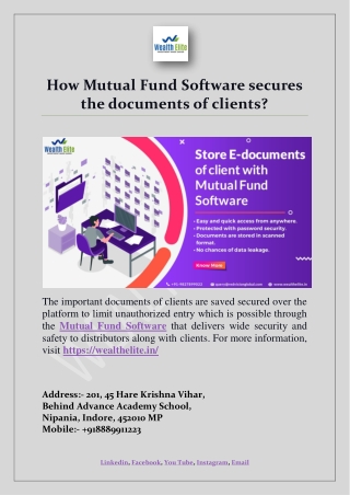 How Mutual Fund Software secures the documents of clients