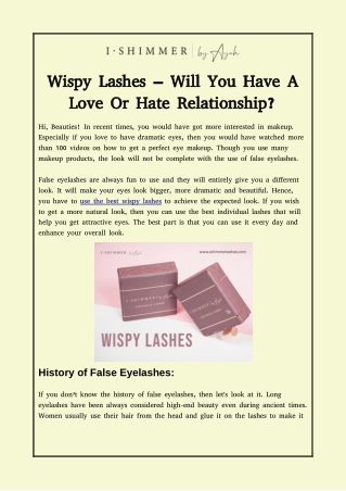 Wispy Lashes – Will You Have A Love Or Hate Relationship?