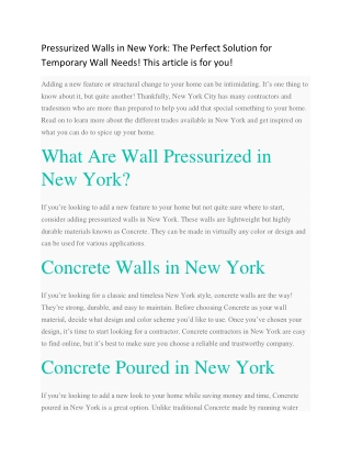 Pressurized Walls in New York: The Perfect Solution for Temporary Wall Needs! th