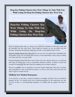 Deep-Sea Fishing Charters Key West