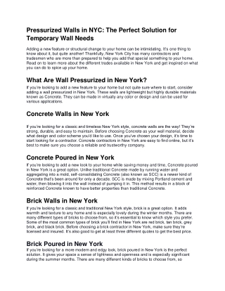 Pressurized Walls in NYC: The Perfect Solution for Temporary Wall Needs