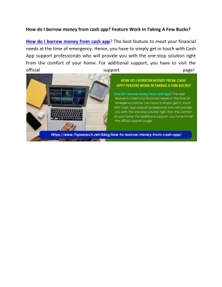 How do I borrow money from cash app? Feature Work in Taking A Few Bucks?