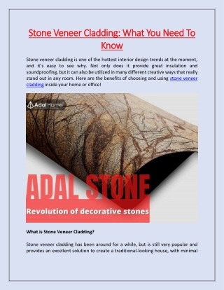 Stone Veneer Cladding: What You Need To Know