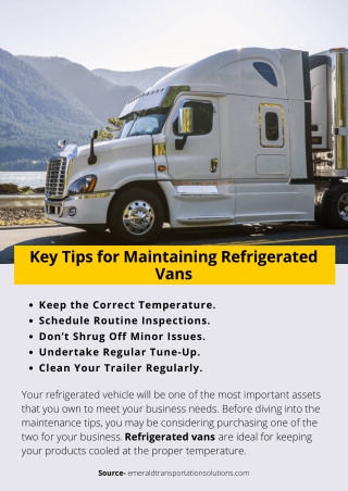 Key Tips for Maintaining Refrigerated Vans