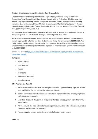 Emotion Detection and Recognition Market Overview Analysis