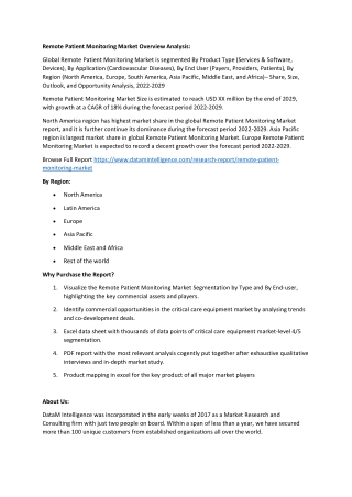 Remote Patient Monitoring Market Overview Analysis 2022
