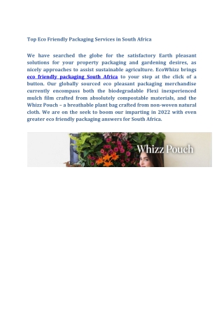 Top Eco Friendly Packaging Services in South Africa