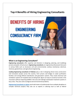 Top 4 Benefits of Hiring Engineering Consultants