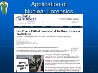 Application of Nuclear Forensics