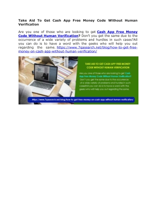 Take Aid To Get Cash App Free Money Code Without Human Verification