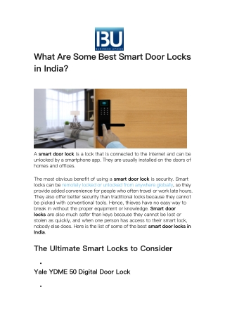 What Are Some Best Smart Door Locks in India?