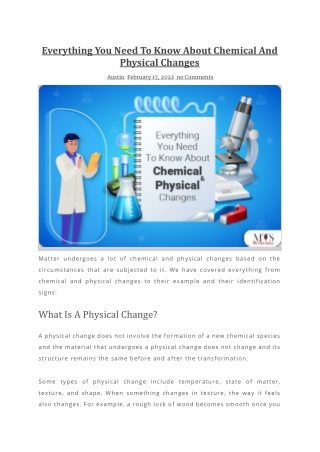Everything You Need To Know About Chemical And Physical Changes