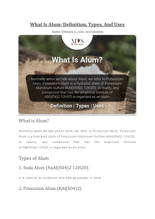 What Is Alum Definition, Types, And Uses