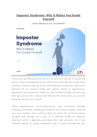 Imposter Syndrome, Why It Makes You Doubt Yourself