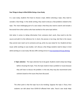 Few Things to Keep in Mind While Doing a Case Study