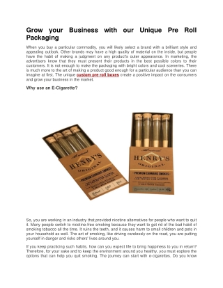 Grow your Business with our Unique Pre Roll Packaging