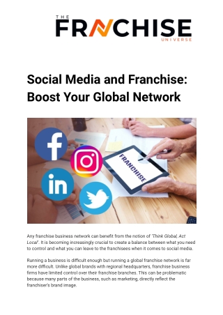 Social Media and Franchise: Boost Your Global Network