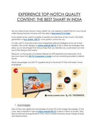 EXPERIENCE TOP-NOTCH QUALITY CONTENT THE BEST SMART IN INDIA