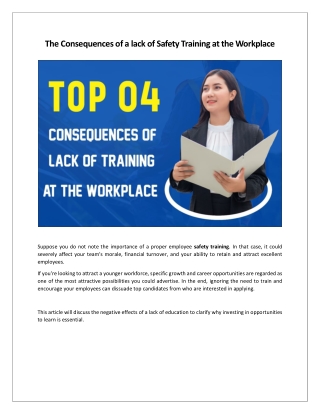 The Consequences of a lack of training at the Workplace