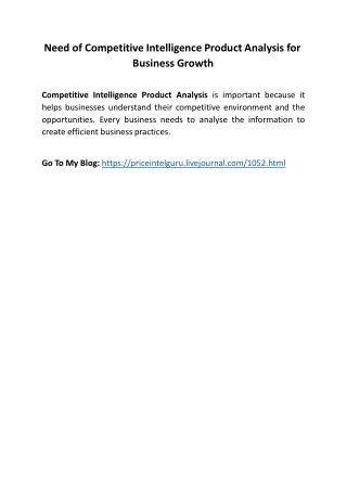 Need of Competitive Intelligence Product Analysis for Business Growth