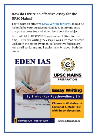 How do I write an effective essay for the UPSC Mains?