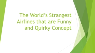 The World’s Strangest Airlines that are Funny and Quirky Concept