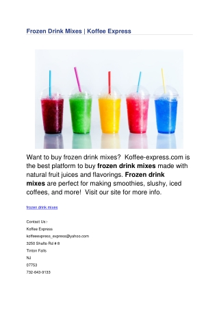 Frozen Drink Mixes koffee express