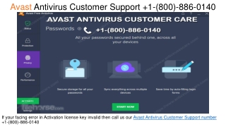 Avast Antivirus Customer Support  1-(800)-886-0140