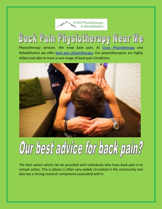Back Pain Physiotherapy Near Me