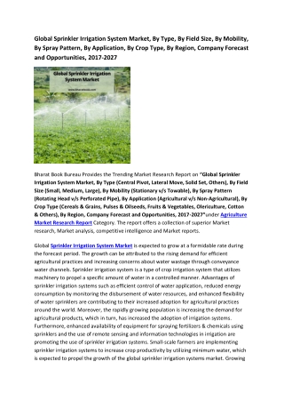 Global Sprinkler Irrigation System Market Research Report 2017-2027