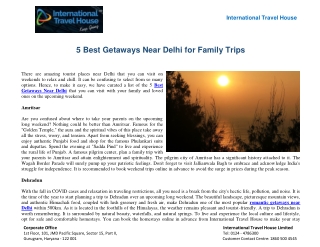 5 Best Getaways Near Delhi for Family Trips