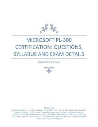 Microsoft PL-300 Certification: Questions, Syllabus and Exam Details