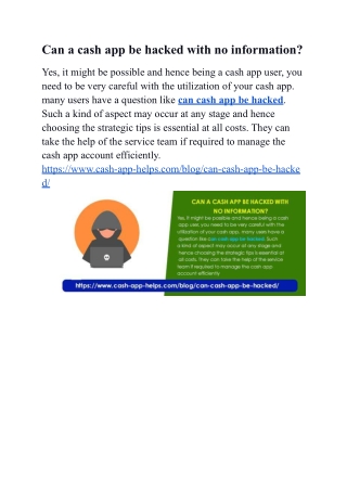 Can a cash app be hacked with no information?