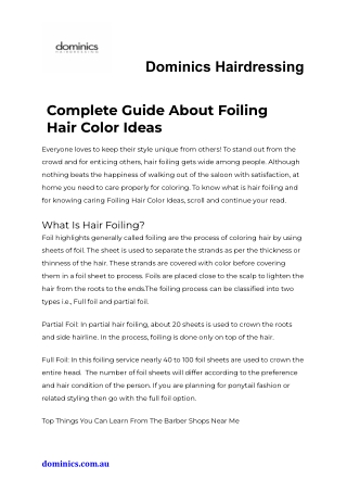 Complete Guide About Foiling Hair Color Ideas