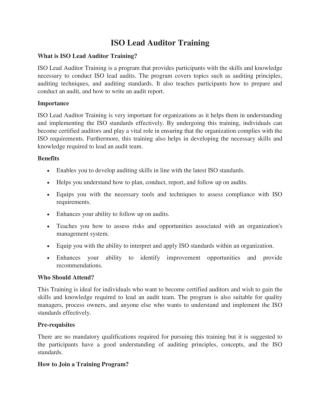 ISO Training