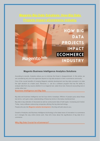 Magento Big Data Solutions - How Big Data Projects Impact eCommerce Industry
