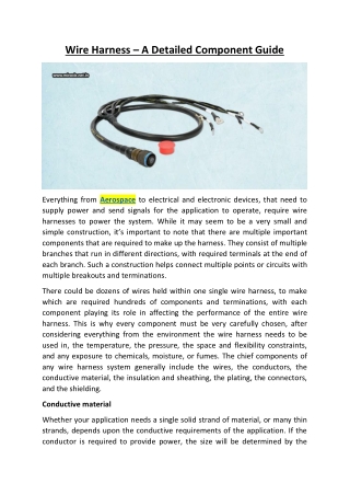 Wire Harness – A Detailed Component Guide