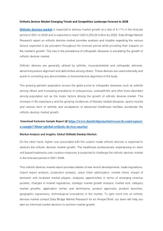 Orthotic Devices Market Emerging Trends and Competitive Landscape Forecast to 2028