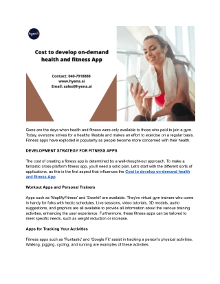 Cost to develop on-demand health and fitness App