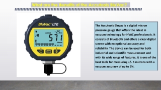 What are the Benefits of the Accutools BluVac