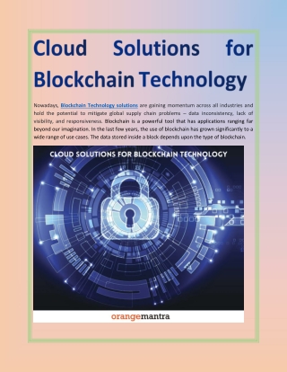 Cloud Solutions for Blockchain Technology