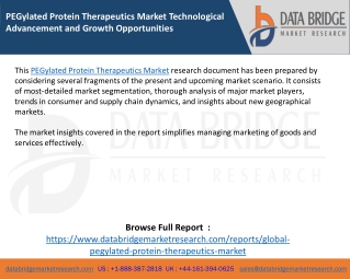 PEGylated Protein Therapeutics Market Technological Advancement and Growth Opportunities