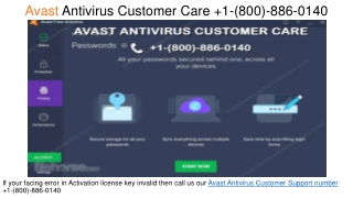 Avast Antivirus Customer Care  1-(800)-886-0140