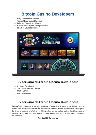 Bitcoin Casino Developers