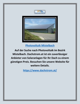 Photovoltaik Mistelbach | Dachstrom.at