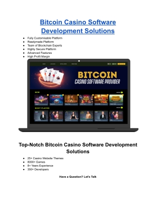 Bitcoin Casino Software Development Solutions