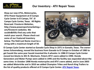 Service Department - New & Used Powersports Motorcycle Texas - El Campo Cycle Center & El Campo, TX