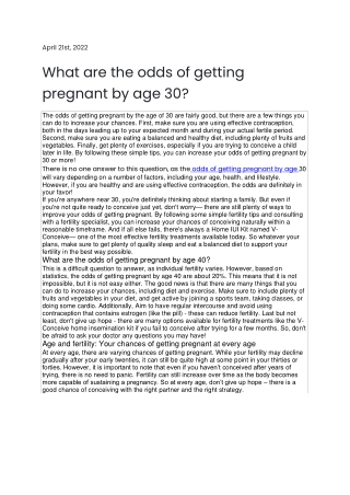 What are the odds of getting pregnant by age 30